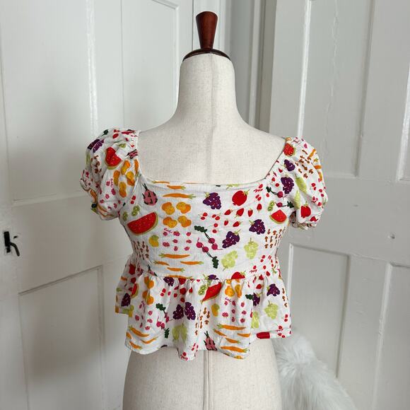 Lisa Says Gah Farmer's Market Babydoll Peplum Top Size Small - Picture 3 of 4